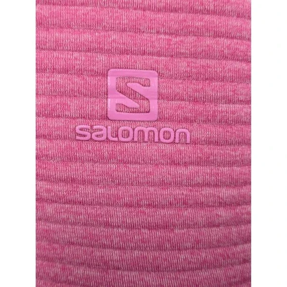 Salomon Pink Track Lightweight Wool Blend Jacket sz M Outdoor Full Zip Mock Neck - Picture 9 of 12